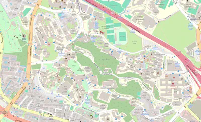 Our very well mapped NUS Kent Ridge campus in OpenStreetMap (map as of 2024-08-11). (c) OpenStreetMap contributors.