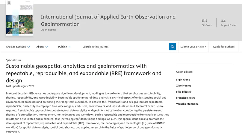 Advancing sustainable geospatial analytics and geoinformatics through repeatable, reproducible, and expandable (RRE) framework and design